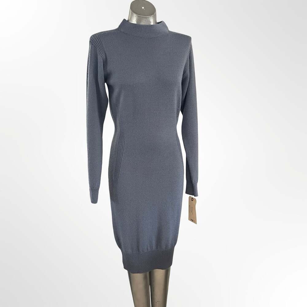 In-Wear Tricot Wool Turtleneck Sweater Dress Size M Gray - Picture 2 of 9